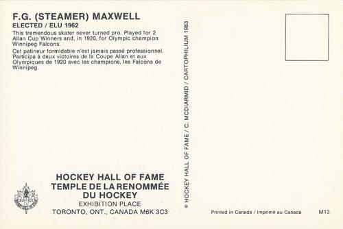 1983 Cartophilium Hockey Hall of Fame Postcards #M13 Steamer Maxwell Back
