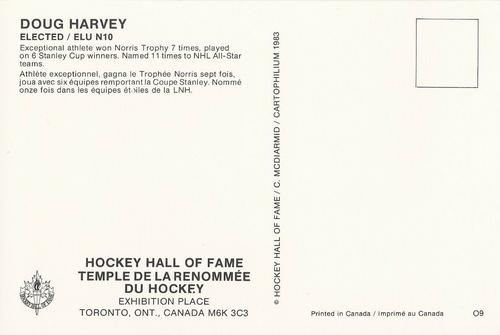 1983 Cartophilium Hockey Hall of Fame Postcards #O9 Doug Harvey Back