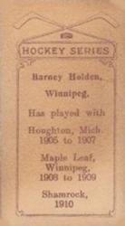 1910-11 Imperial Tobacco Hockey Series (C56) #4 Barney Holden Back