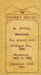1910-11 Imperial Tobacco Hockey Series (C56) #23 Didier Pitre Back