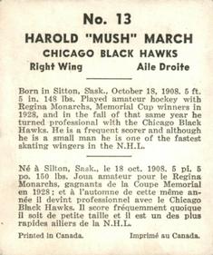 1937-38 World Wide Gum (V356) #13 Mush March Back
