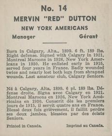 1937-38 World Wide Gum (V356) #14 Red Dutton Back