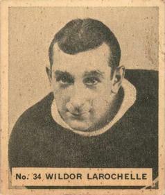 1937-38 World Wide Gum (V356) #34 Wildor Larochelle Front
