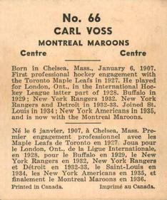 1937-38 World Wide Gum (V356) #66 Carl Voss Back