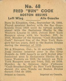 1937-38 World Wide Gum (V356) #68 Bun Cook Back