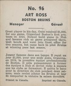 1937-38 World Wide Gum (V356) #96 Art Ross Back