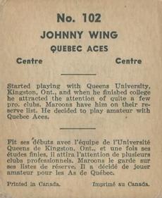1937-38 World Wide Gum (V356) #102 Johnny Wing Back