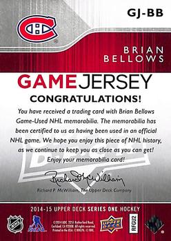 2014-15 Upper Deck - Game Jerseys #GJ-BB Brian Bellows Back