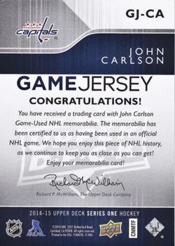 2014-15 Upper Deck - Game Jerseys #GJ-CA John Carlson Back