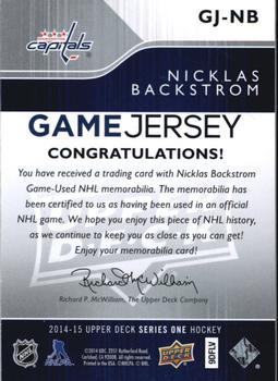 2014-15 Upper Deck - Game Jerseys #GJ-NB Nicklas Backstrom Back