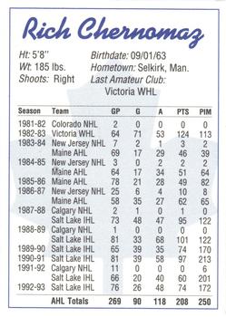 1993-94 St. John's Maple Leafs (AHL) #NNO Rich Chernomaz Back