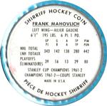 1962-63 Shirriff Coins #3 Frank Mahovlich Back