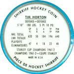 1962-63 Shirriff Coins #4 Tim Horton Back