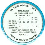1962-63 Shirriff Coins #7 Bob Nevin Back