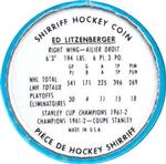 1962-63 Shirriff Coins #18 Eddie Litzenberger Back