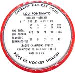 1962-63 Shirriff Coins #23 Lou Fontinato Back