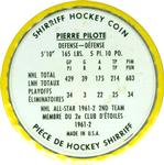 1962-63 Shirriff Coins #50 Pierre Pilote Back