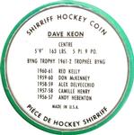 1962-63 Shirriff Coins #55 Dave Keon Back