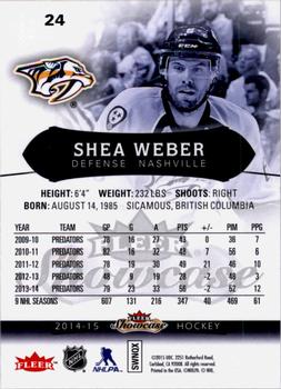 2014-15 Fleer Showcase #24 Shea Weber Back