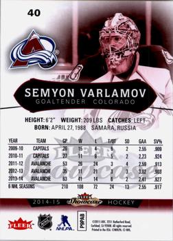 2014-15 Fleer Showcase #40 Semyon Varlamov Back