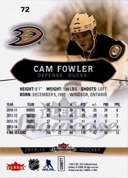 2014-15 Fleer Showcase #72 Cam Fowler Back