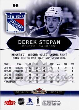 2014-15 Fleer Showcase #96 Derek Stepan Back