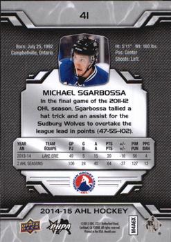 2014-15 Upper Deck AHL #41 Michael Sgarbossa Back