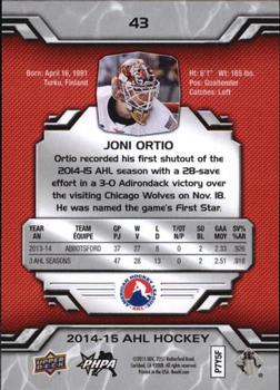 2014-15 Upper Deck AHL #43 Joni Ortio Back