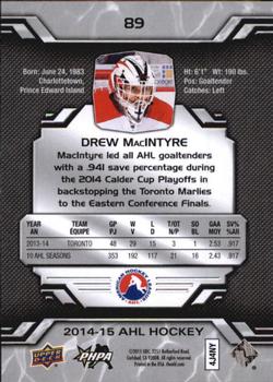 2014-15 Upper Deck AHL #89 Drew MacIntyre Back