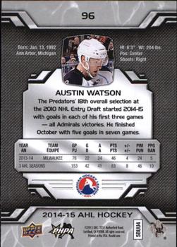 2014-15 Upper Deck AHL #96 Austin Watson Back