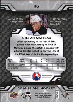 2014-15 Upper Deck AHL #116 Stefan Matteau Back