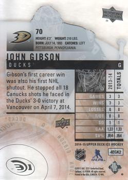 2014-15 Upper Deck Ice #70 John Gibson Back