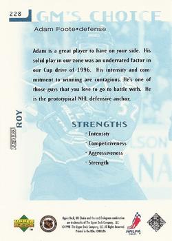 1998-99 UD Choice - Choice Reserve #228 Adam Foote Back