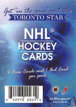 2003-04 In The Game Toronto Star #NNO Redemption Card Front
