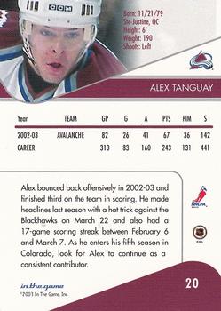 2003-04 In The Game Toronto Star #20 Alex Tanguay Back