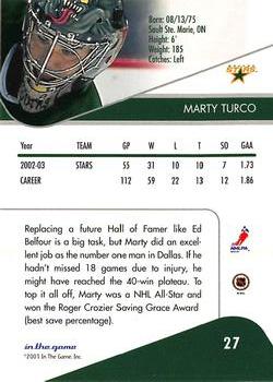 2003-04 In The Game Toronto Star #27 Marty Turco Back