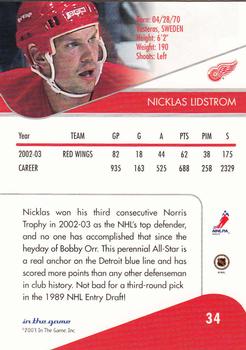 2003-04 In The Game Toronto Star #34 Nicklas Lidstrom Back
