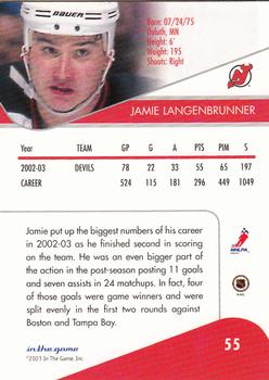2003-04 In The Game Toronto Star #55 Jamie Langenbrunner Back