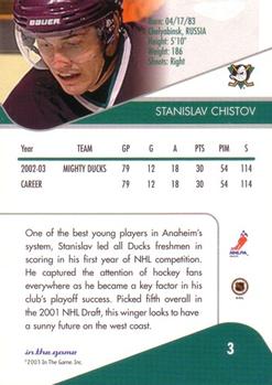 2003-04 In The Game Toronto Star #3 Stanislav Chistov Back