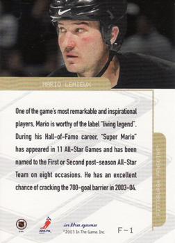 2003-04 In The Game Toronto Star - Foil #F-1 Mario Lemieux Back