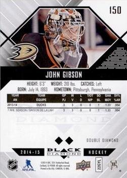 2014-15 Upper Deck Black Diamond - Orange #150 John Gibson Back