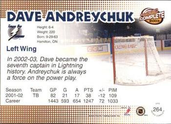 2002-03 Pacific Crown Royale - 2002-03 Pacific Complete #264 Dave Andreychuk Back