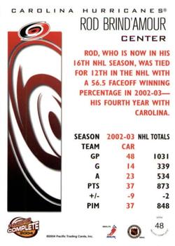 2003-04 Pacific Crown Royale - 2003-04 Pacific Complete #48 Rod Brind'Amour Back