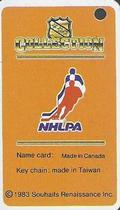 1983-84 Souhaits Renaissance NHL Collection Key Tags #NNO Don Beaupre / NHLPA Logo Back