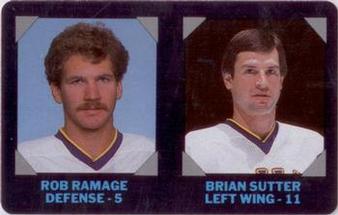 1985-86 7-Eleven NHL Collectors' Series #17 Rob Ramage / Brian Sutter Front