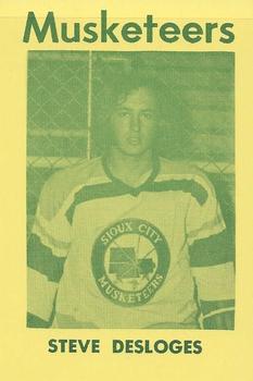 1974-75 Sioux City Musketeers (USHL) #6 Steve Desloges Front