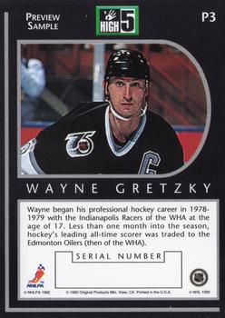 1992 High-5 Previews #P3 Wayne Gretzky Back