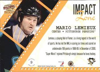 2002-03 Pacific - Impact Zone #9 Mario Lemieux Back