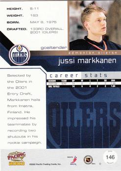 2002-03 Pacific - Red #146 Jussi Markkanen Back
