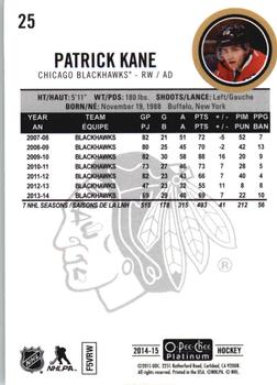 2014-15 O-Pee-Chee Platinum #25 Patrick Kane Back